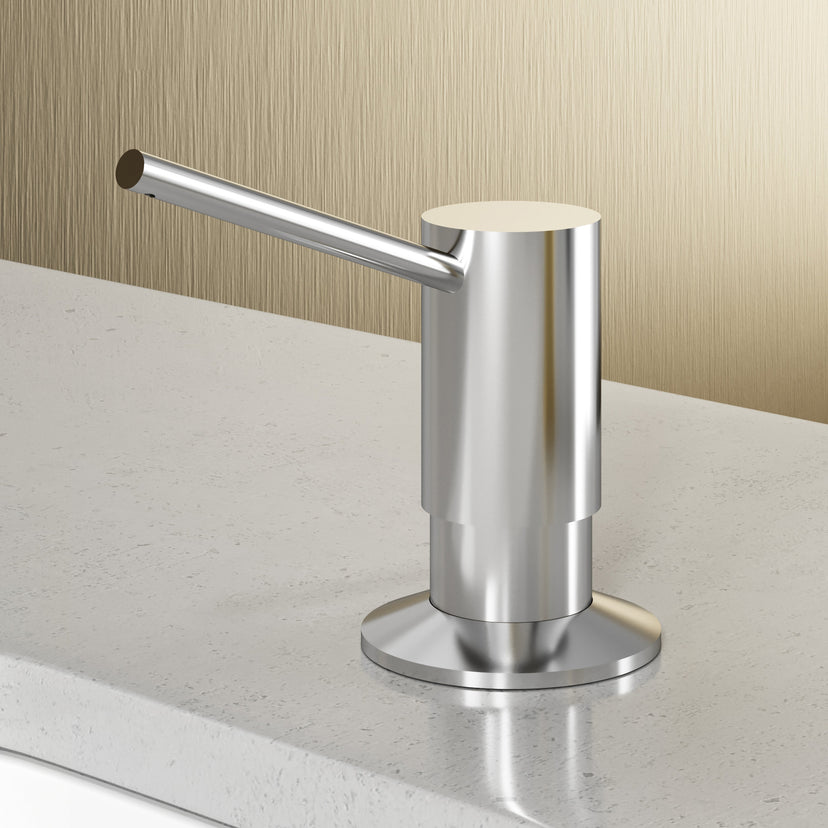 Chrome deck mount kitchen accessory with modern design and brass construction