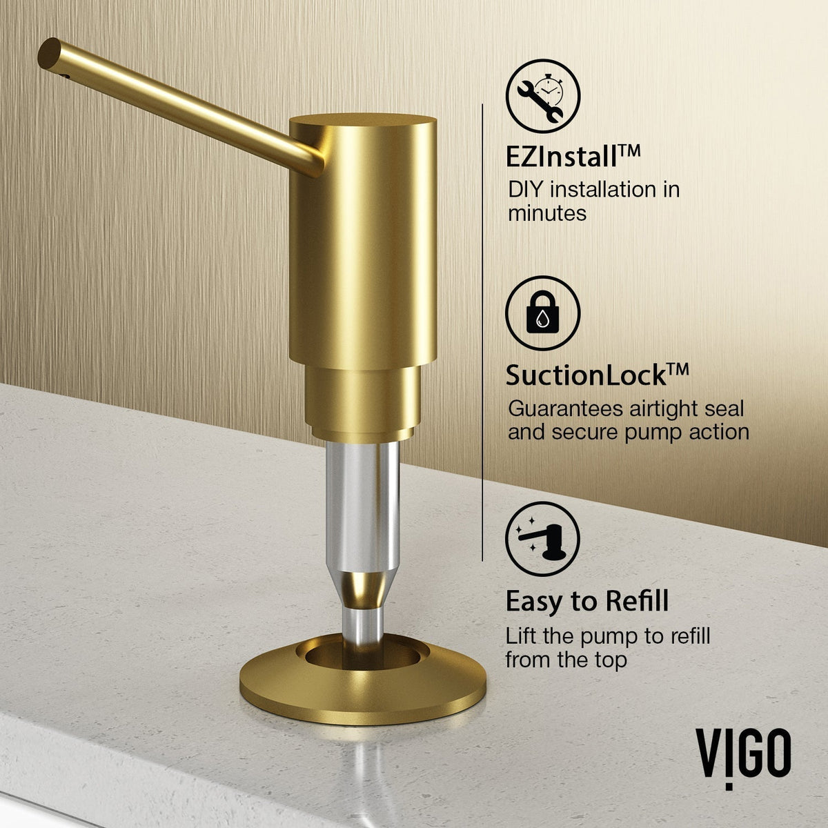 Handmade brass kitchen accessory in matte brushed gold finish