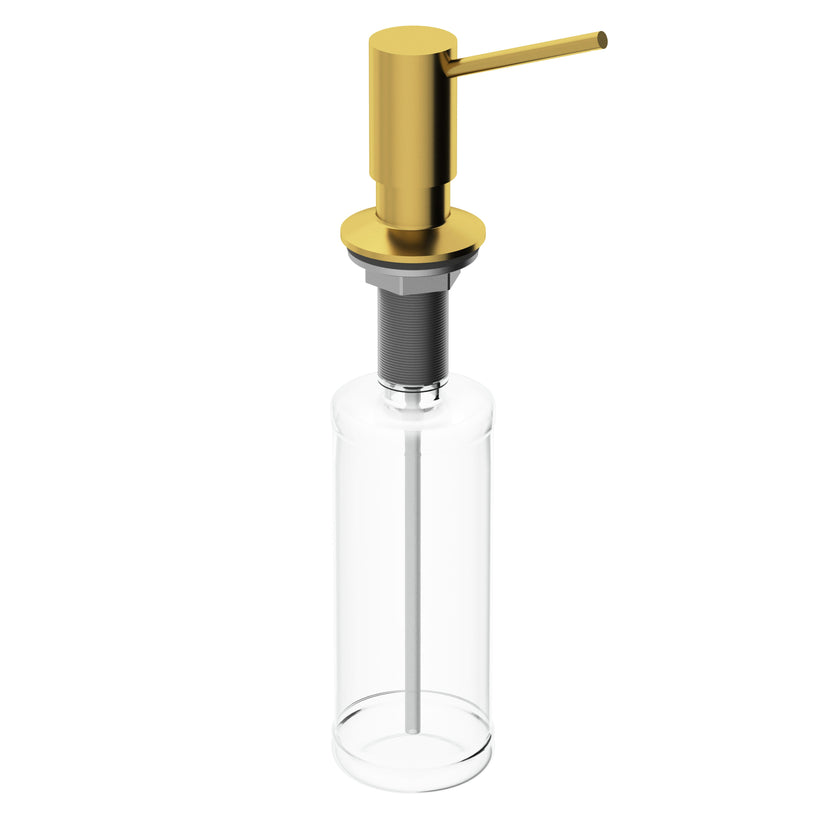 Brass kitchen accessory featuring matte brushed gold and deck mount installation