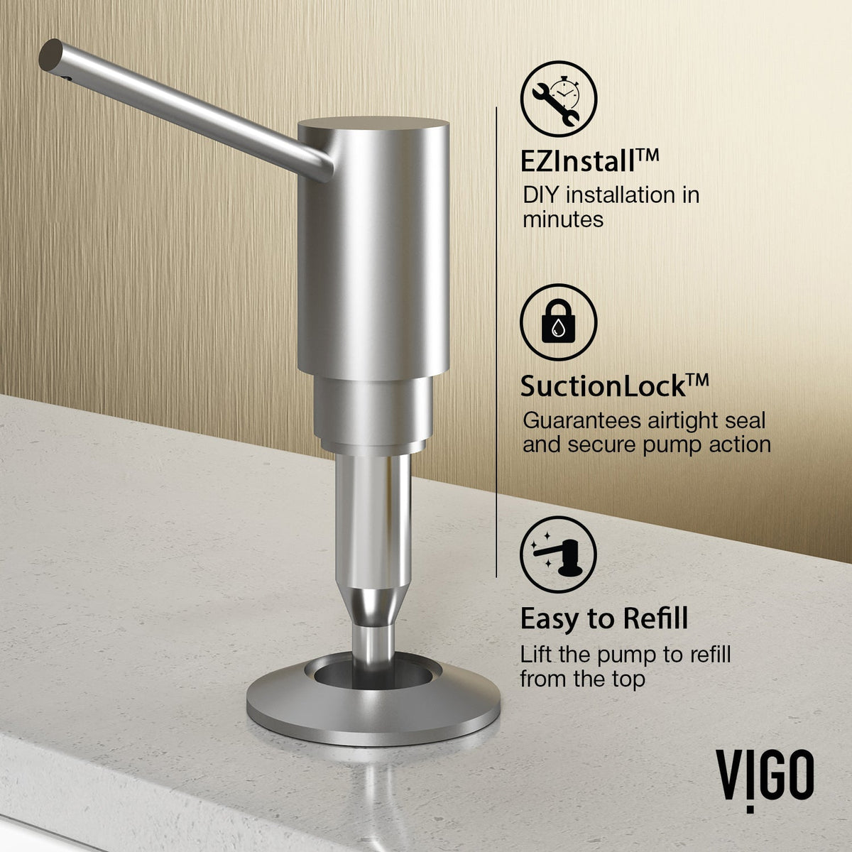 Brass kitchen accessory in stainless steel finish, 12-inch assembled height