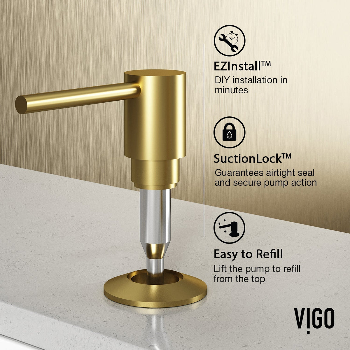 Handmade matte brushed gold kitchen accessory, rust and scratch resistant