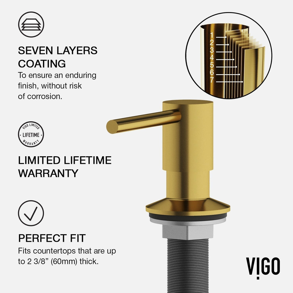 Fade resistant matte brushed gold kitchen accessory for commercial use