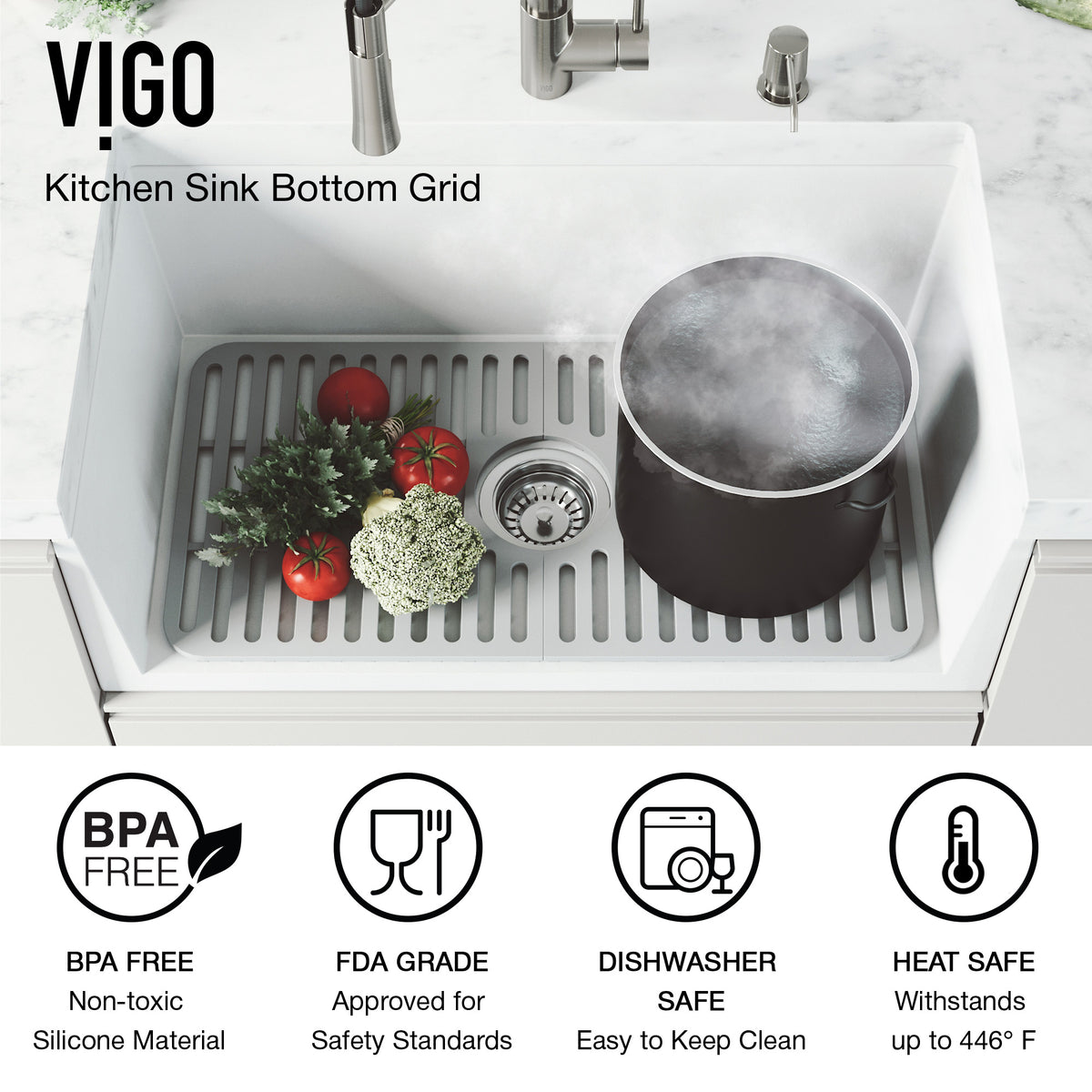 Handmade silicone grid for kitchen sink rust-resistant and fade-proof gray