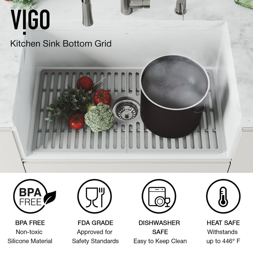 Rust resistant silicone sink grid gray finish commercial use kitchen
