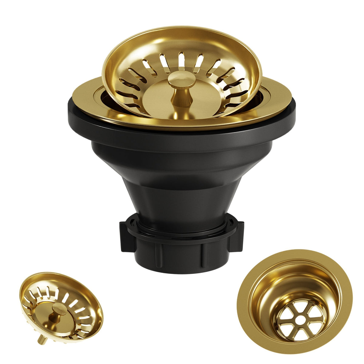 Modern kitchen sink accessory in matte brushed gold, handmade and fade resistant