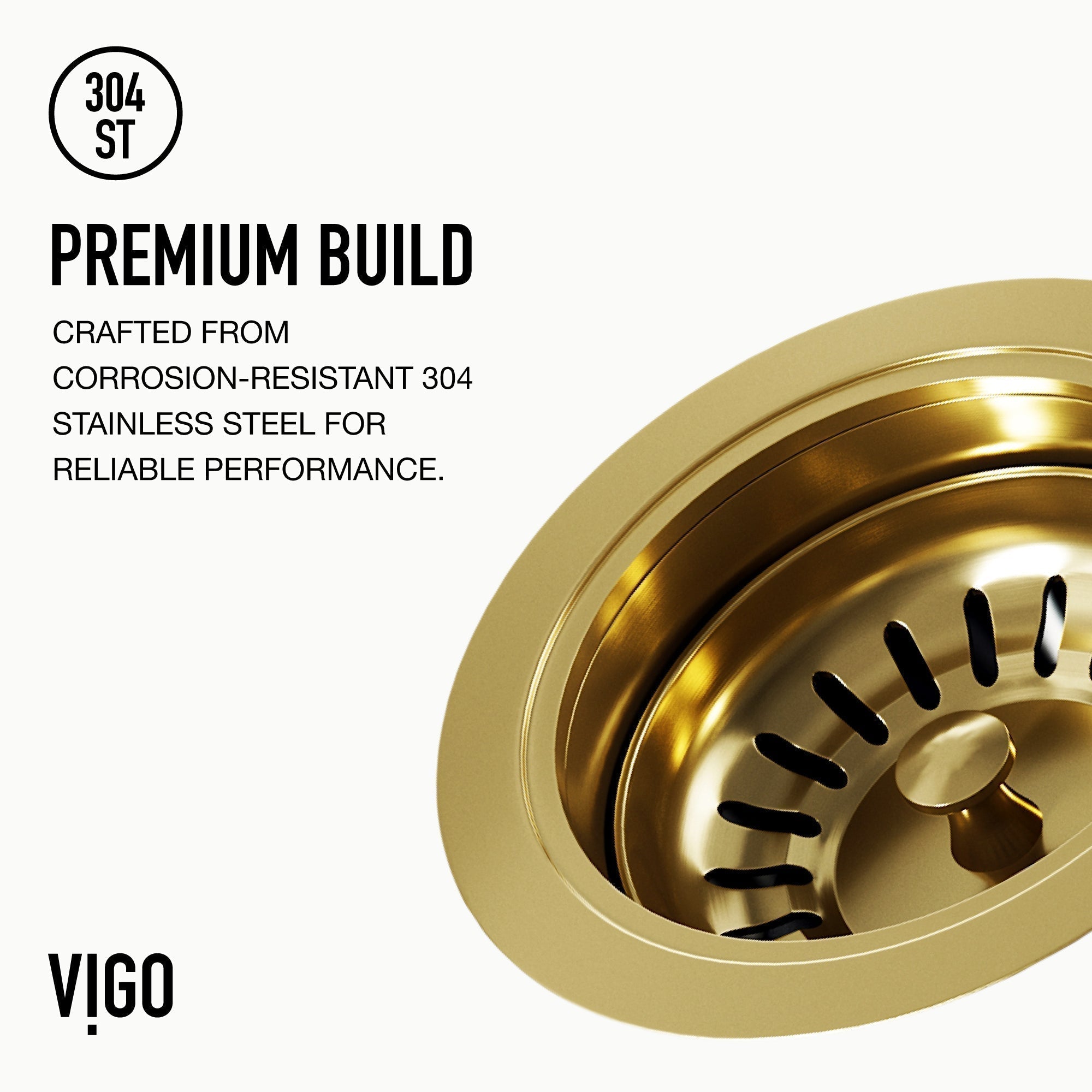 Contemporary brass sink accessory in matte brushed gold, approved for commercial use