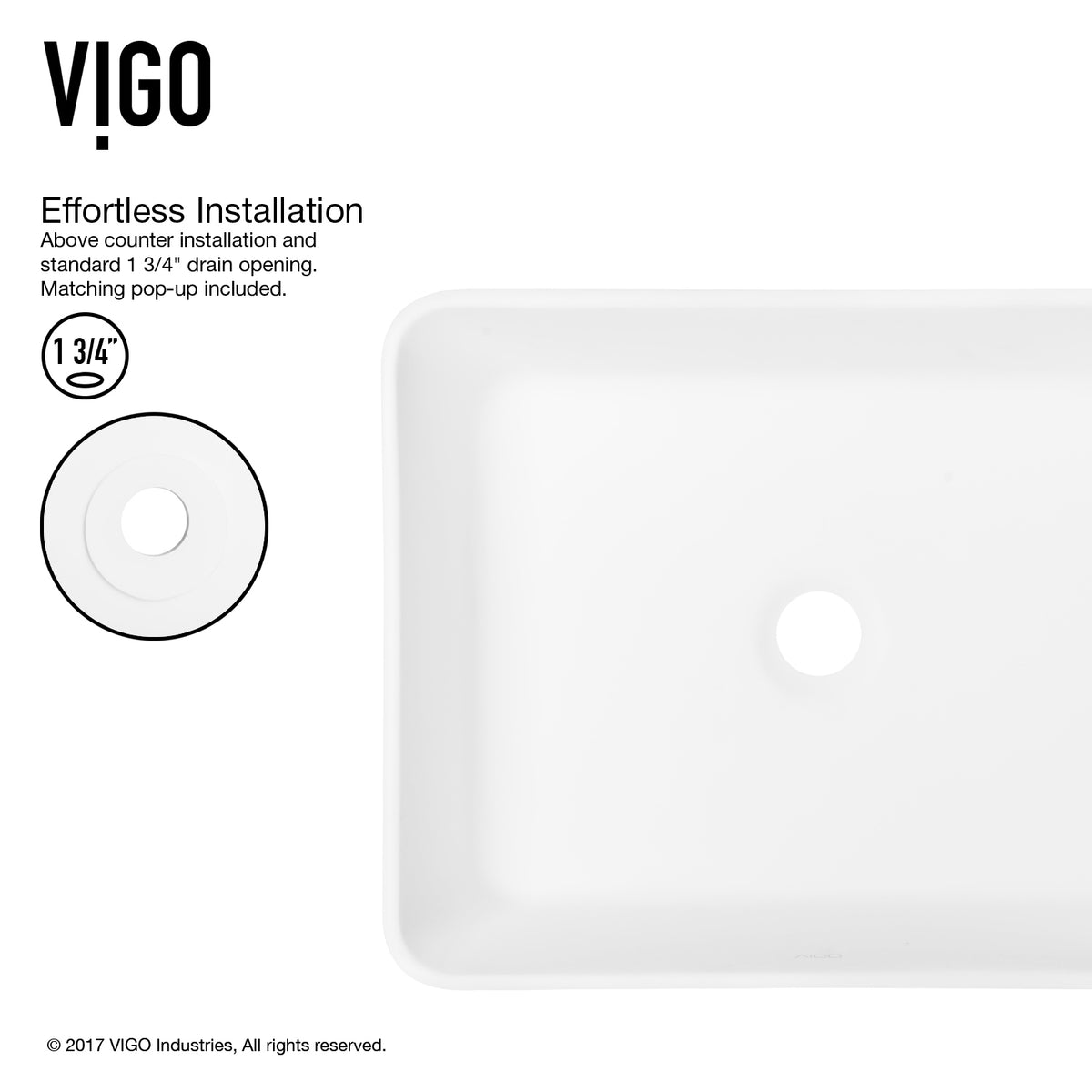 Matte Stone Marigold Composite Rectangular Vessel Bathroom Sink in White with Faucet and Pop-Up Drain in Brushed Nickel