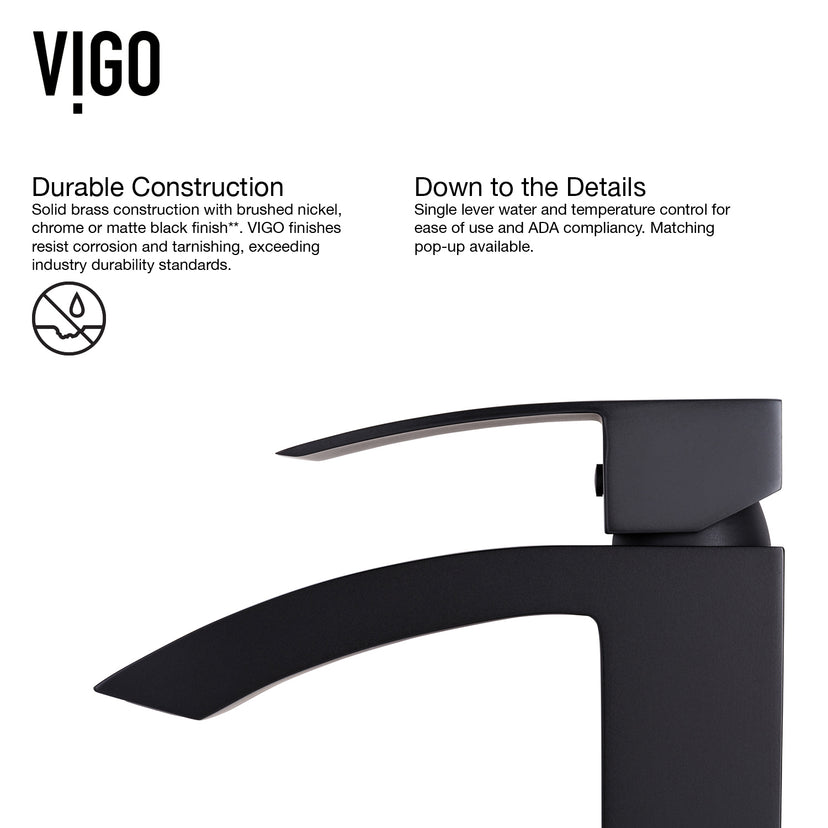 Glass Rectangular Vessel Bathroom Sink in Turquoise Blue with Duris Faucet and Pop-Up Drain in Matte Black