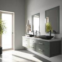 Glass Rectangular Vessel Bathroom Sink in Turquoise Blue with Duris Faucet and Pop-Up Drain in Matte Black