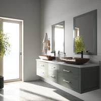 Glass Rectangular Vessel Bathroom Sink in Chocolate Brown with Niko Faucet and Pop-Up Drain in Antique Rubbed Bronze