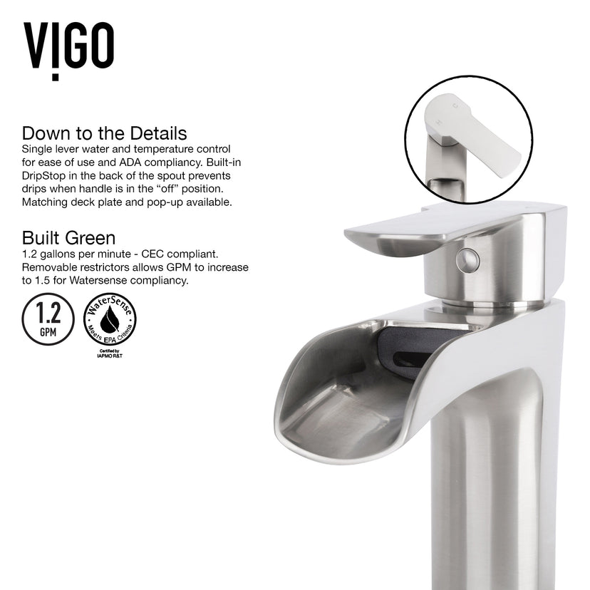 Glass Round Vessel Bathroom Sink in Onyx Gray with Niko Faucet and Pop-Up Drain in Brushed Nickel