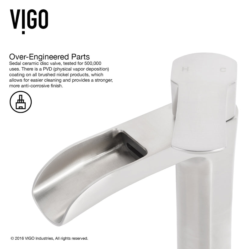 Glass Round Vessel Bathroom Sink in Silver with Niko Faucet and Pop-Up Drain in Brushed Nickel