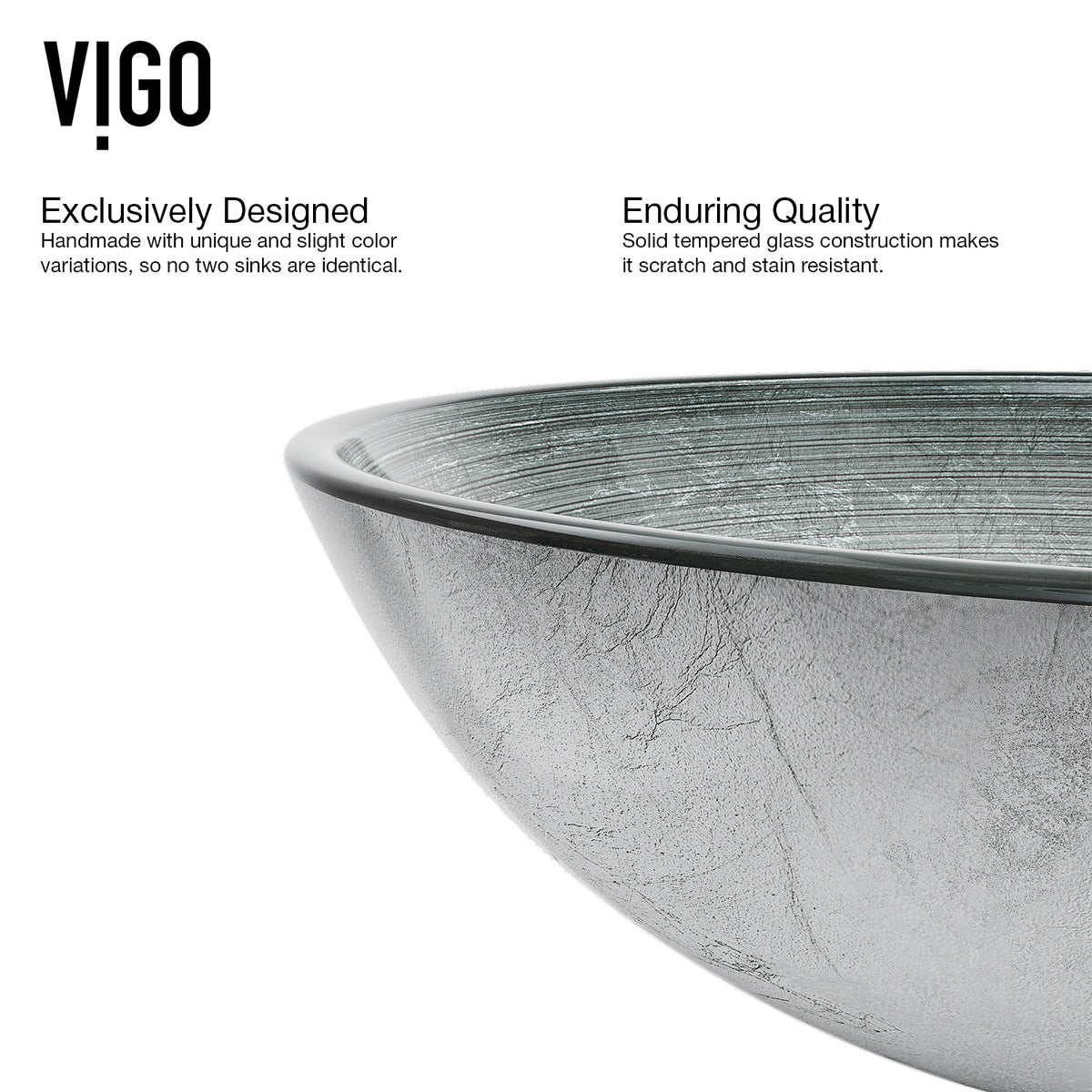 Glass Round Vessel Bathroom Sink in Silver with Niko Faucet and Pop-Up Drain in Brushed Nickel