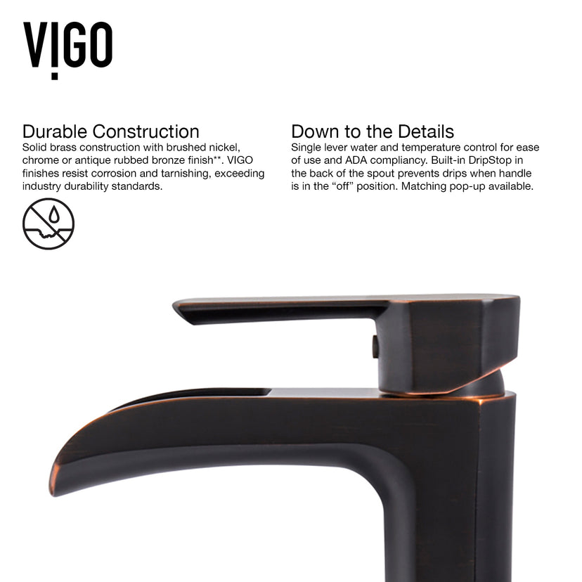 Glass Round Vessel Bathroom Sink in Russet Brown with Niko Faucet and Pop-Up Drain in Antique Rubbed Bronze