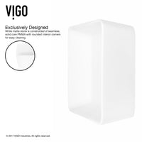 Matte Stone Marigold Composite Rectangular Vessel Bathroom Sink in White with Niko Faucet and Pop-Up Drain in Chrome