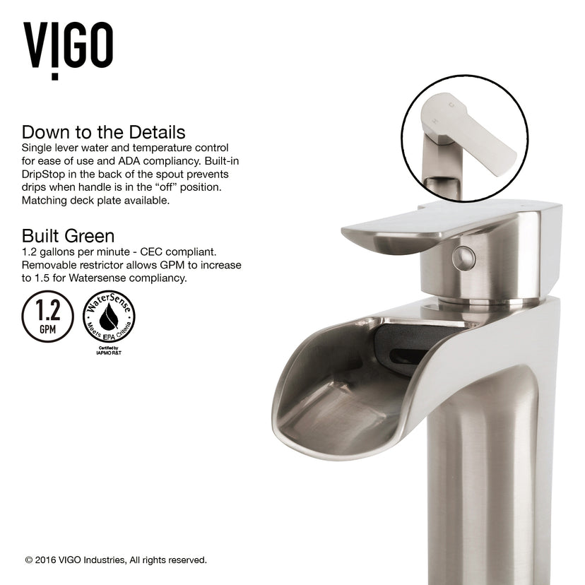Matte Stone Hibiscus Composite Square Vessel Bathroom Sink in White with Niko Faucet and Pop-Up Drain in Brushed Nickel