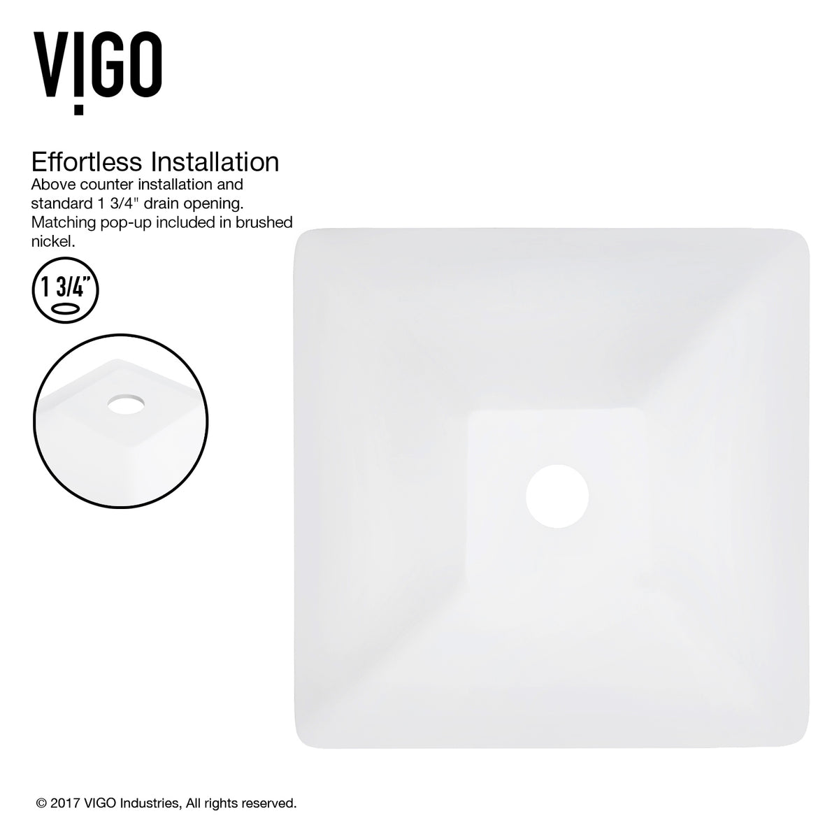 Matte Stone Hibiscus Composite Square Vessel Bathroom Sink in White with Niko Faucet and Pop-Up Drain in Brushed Nickel