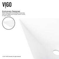 Matte Stone Hibiscus Composite Square Vessel Bathroom Sink in White with Niko Faucet and Pop-Up Drain in Brushed Nickel