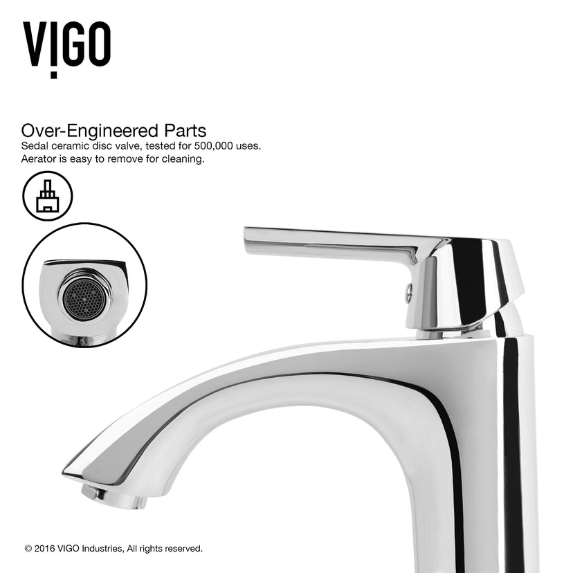 Glass Round Vessel Bathroom Sink in Russet Brown with Linus Faucet and Pop-Up Drain in Chrome