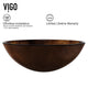 Glass Round Vessel Bathroom Sink in Russet Brown with Linus Faucet and Pop-Up Drain in Chrome