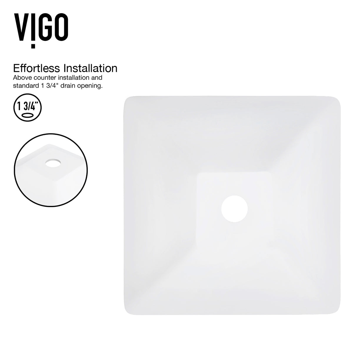 Matte Stone Hibiscus Composite Square Vessel Bathroom Sink in White with Linus Faucet and Pop-Up Drain in Matte Black