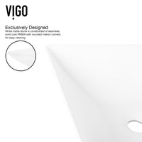 Matte Stone Hibiscus Composite Square Vessel Bathroom Sink in White with Linus Faucet and Pop-Up Drain in Matte Black