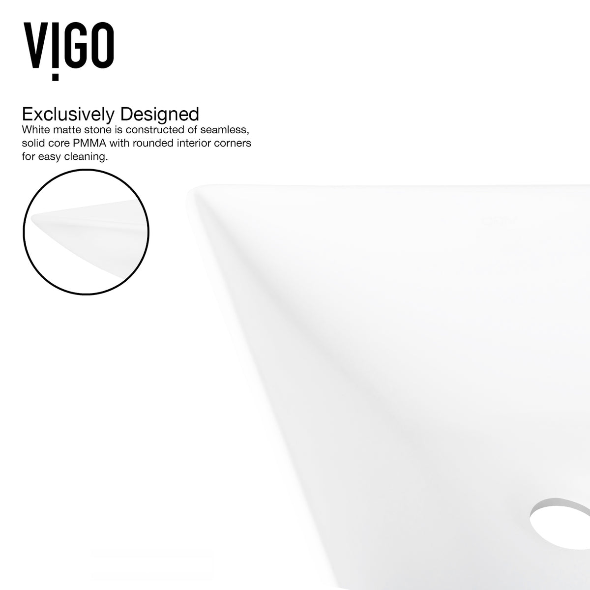 Matte Stone Hibiscus Composite Square Vessel Bathroom Sink in White with Linus Faucet and Pop-Up Drain in Matte Black