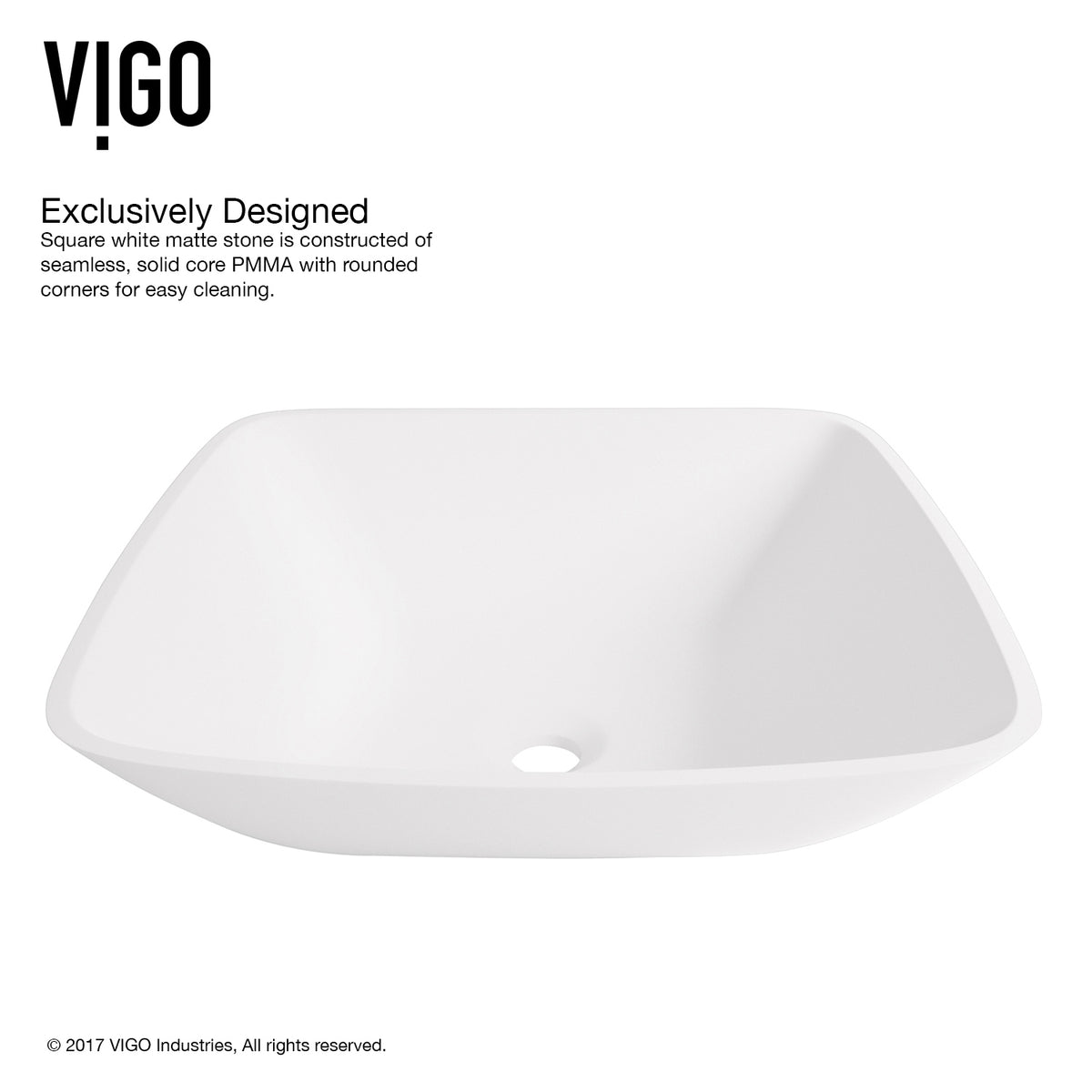 Matte Stone Hyacinth Composite Square Vessel Bathroom Sink in White with Niko Faucet and Pop-Up Drain in Brushed Nickel