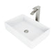 Matte Stone Magnolia Composite Rectangular Vessel Bathroom Sink in White with Faucet and Pop-Up Drain in Brushed Nickel