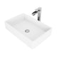 Matte Stone Magnolia Composite Rectangular Vessel Bathroom Sink in White with Niko Faucet and Pop-Up Drain in Chrome