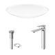 Matte Stone Wisteria Composite Oval Vessel Bathroom Sink in White with Norfolk Faucet and Pop-Up Drain in Chrome