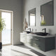 Glass Rectangular Vessel Bathroom Sink in Onyx Gray with Lexington Faucet and Pop-Up Drain in Matte Black