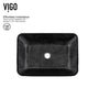 Glass Rectangular Vessel Bathroom Sink in Onyx Gray with Lexington Faucet and Pop-Up Drain in Matte Black