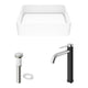 Matte Stone Jasmine Composite Rectangular Vessel Bathroom Sink in White with Lexington Faucet in Chrome and Pop-Up Drain