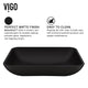 Matte Shell Sottile Glass Rectangular Vessel Bathroom Sink in Black with Amada Faucet and Pop-Up Drain in Matte Black