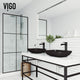 Matte Shell Sottile Glass Rectangular Vessel Bathroom Sink in Black with Niko Faucet and Pop-Up Drain in Matte Black