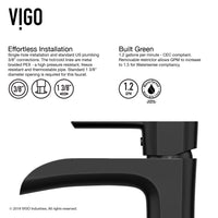 Matte Shell Sottile Glass Rectangular Vessel Bathroom Sink in Black with Niko Faucet and Pop-Up Drain in Matte Black