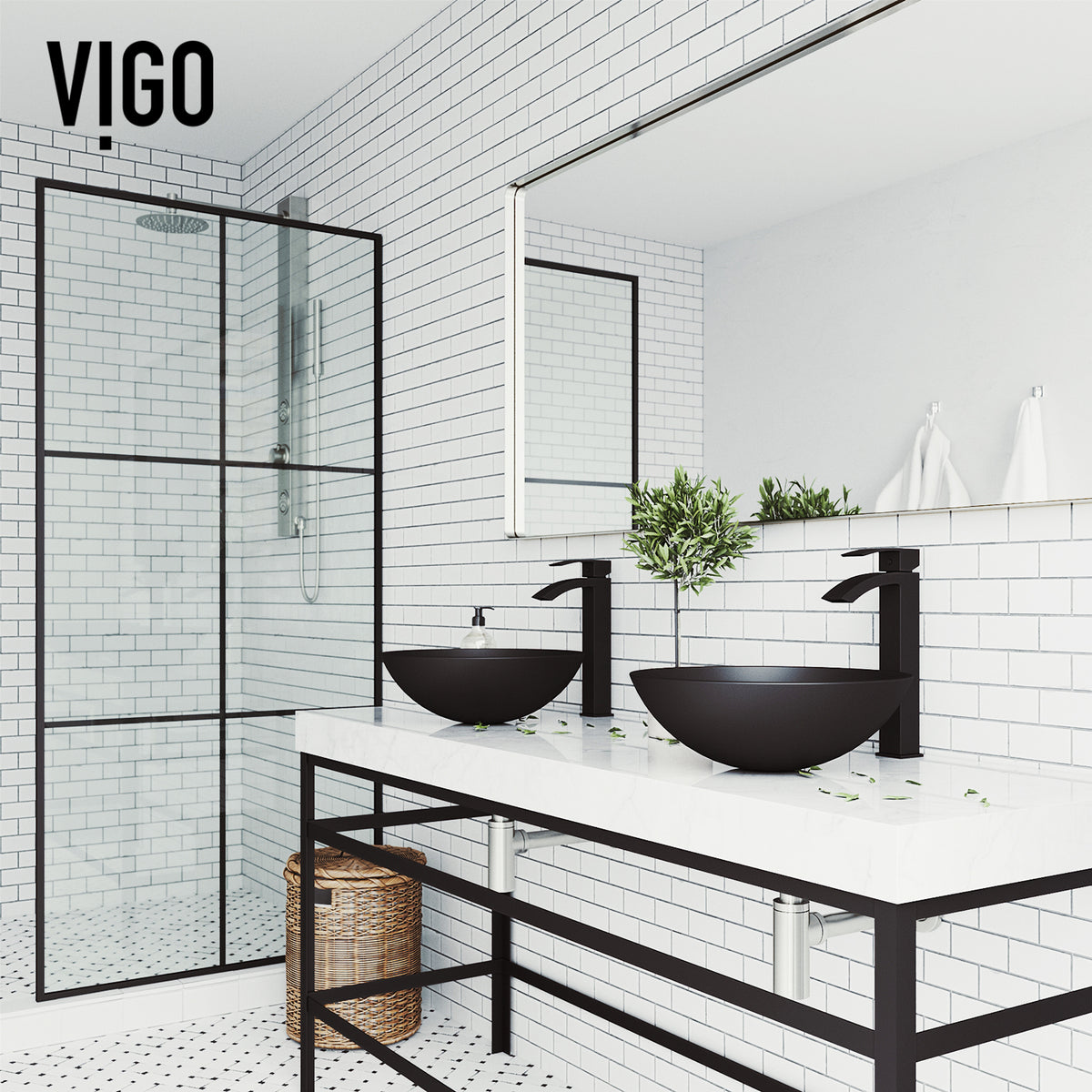 Matte Shell Cavalli Glass Round Vessel Bathroom Sink in Black with Duris Faucet and Pop-Up Drain in Matte Black