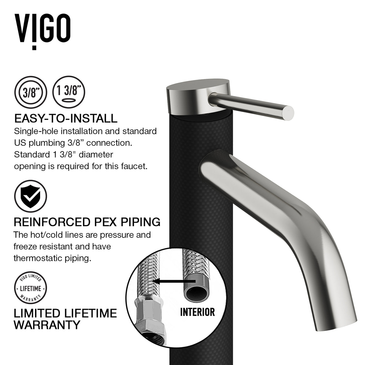 Glass Rectangular Vessel Bathroom Sink in Onyx Gray with Lexington Faucet and Pop-Up Drain in Brushed Nickel