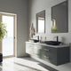 Glass Rectangular Vessel Bathroom Sink in Onyx Gray with Lexington Faucet and Pop-Up Drain in Brushed Nickel