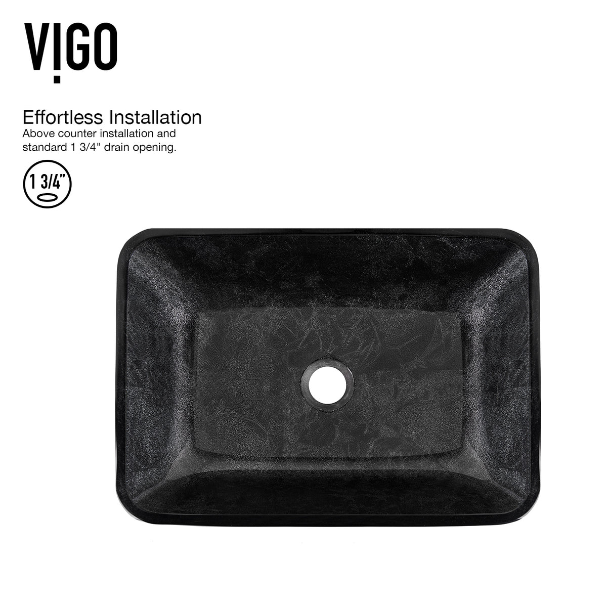Glass Rectangular Vessel Bathroom Sink in Onyx Gray with Lexington Faucet and Pop-Up Drain in Brushed Nickel