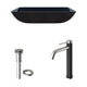 Glass Rectangular Vessel Bathroom Sink in Turquoise Blue with Lexington Faucet and Pop-Up Drain in Brushed Nickel