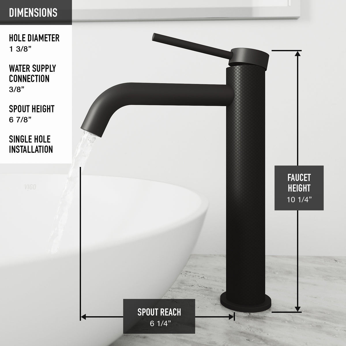 Matte Stone Magnolia Composite Rectangular Vessel Bathroom Sink in White with Faucet in Matte Black and Pop-Up Drain