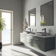 Glass Rectangular Vessel Bathroom Sink in Titanium Gray with Lexington Faucet and Pop-Up Drain in Matte Black