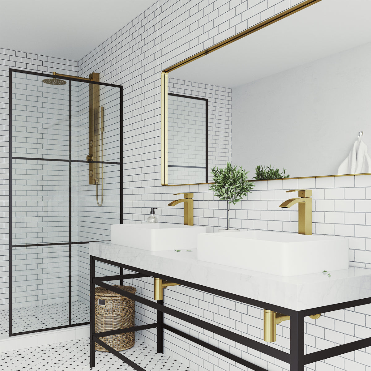 Matte Stone Magnolia Composite Rectangular Vessel Bathroom Sink in White with Faucet and Pop-Up Drain in Matte Gold
