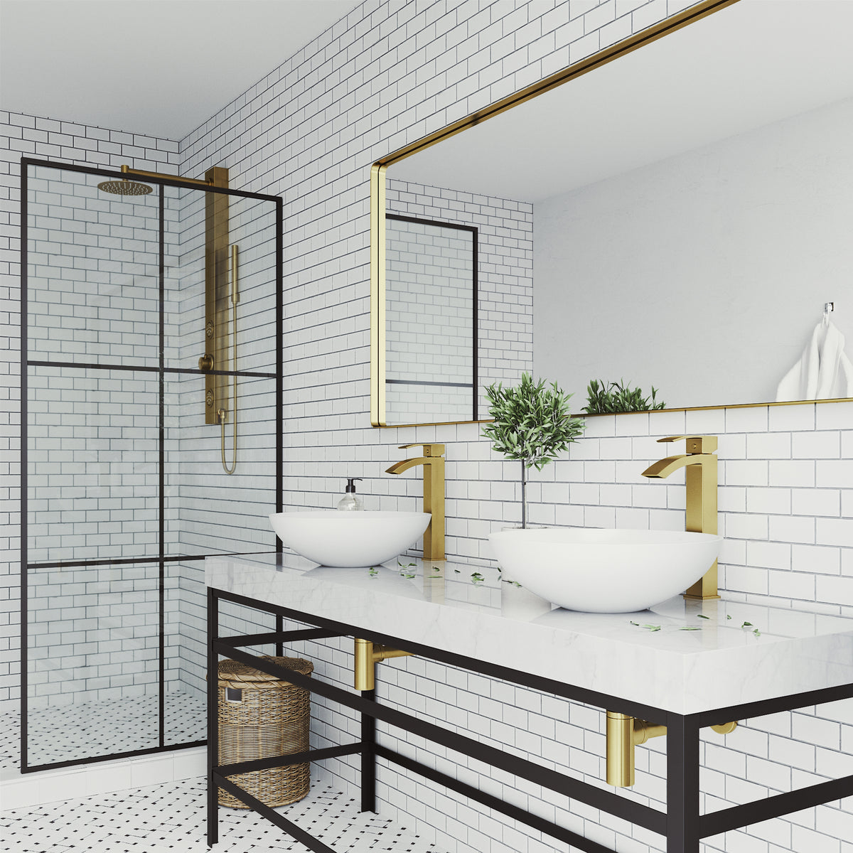 Matte Stone Lotus Composite Round Vessel Bathroom Sink in White with Duris Faucet and Pop-Up Drain in Matte Gold