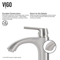 Glass Rectangular Vessel Bathroom Sink in Onyx Gray with Linus Faucet and Pop-Up Drain in Brushed Nickel