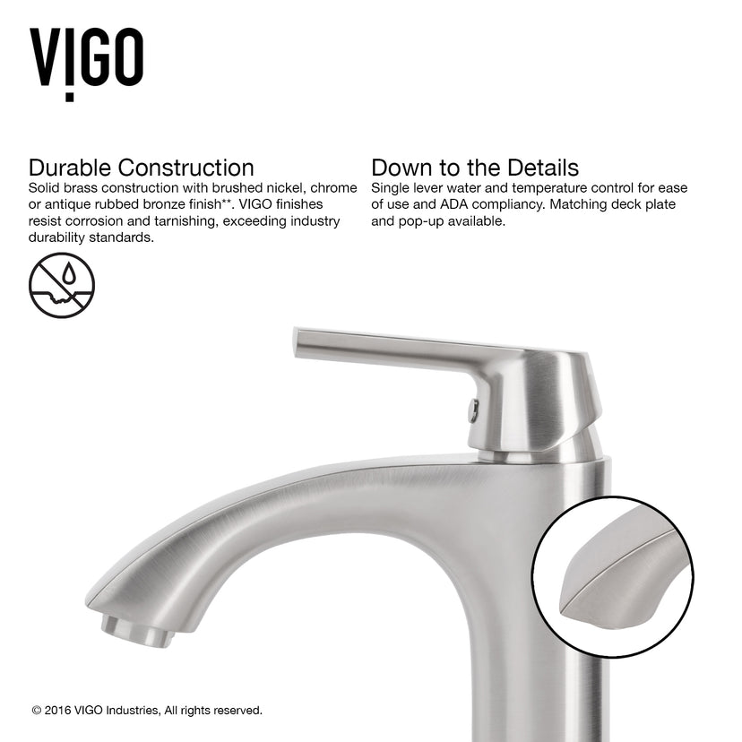 Glass Rectangular Vessel Bathroom Sink in Onyx Gray with Linus Faucet and Pop-Up Drain in Brushed Nickel