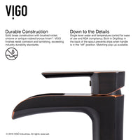 Glass Rectangular Vessel Bathroom Sink in Red/Brown Fusion with Niko Faucet and Pop-Up Drain in Antique Rubbed Bronze