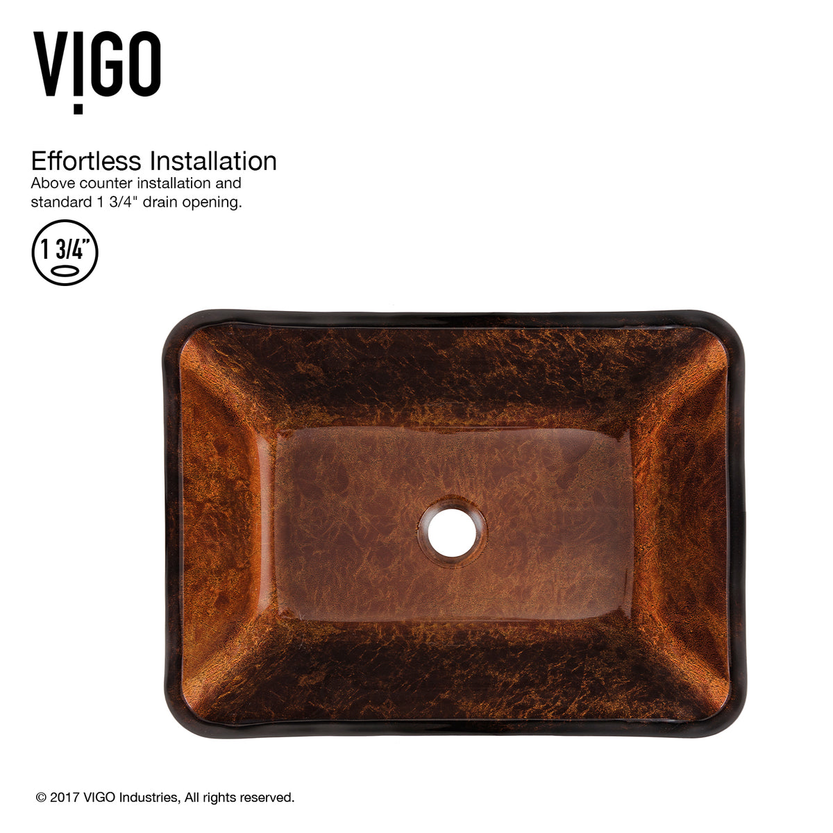 Glass Rectangular Vessel Bathroom Sink in Red/Brown Fusion with Niko Faucet and Pop-Up Drain in Antique Rubbed Bronze